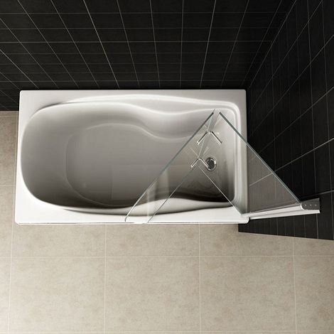 Wiesbaden badwand 2 delig inklapbaar 100x140cm 6mm chroom NANO coating 1