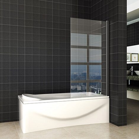 Wiesbaden draaibare badwand 80x140cm Orbit 6mm mat zwart NANO coating