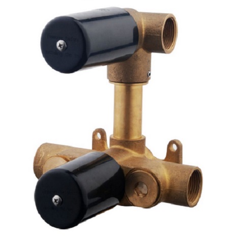 Wiesbaden inbouwthermostaatset caral 20 cm rond type 401 GM plafonduitloop geborsteld messing 1