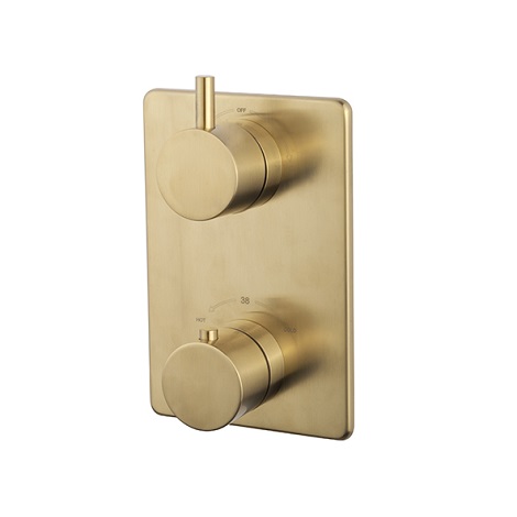 Wiesbaden inbouwthermostaatset caral 20 cm rond type 401 GM plafonduitloop geborsteld messing 2