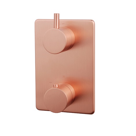 Wiesbaden inbouwthermostaatset caral 30 cm rond type 503 GK plafonduitloop geborsteld koper 2