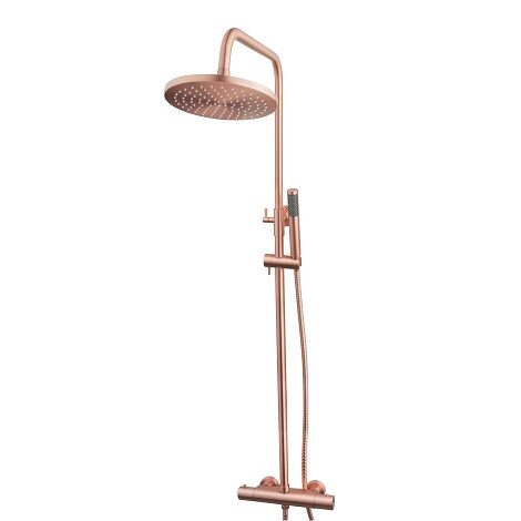 Wiesbaden opbouw regendoucheset met thermostatische kraan Caral geborsteld koper