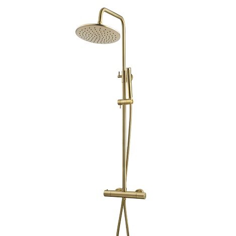 Wiesbaden opbouw regendoucheset met thermostatische kraan Caral geborsteld messing