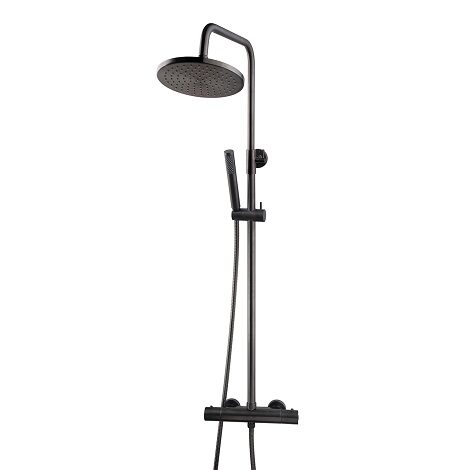 Wiesbaden opbouw regendoucheset met thermostatische mengkraan Caral gunmetal