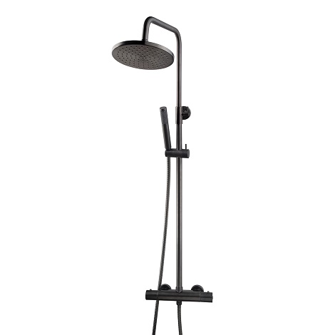 Wiesbaden opbouw regendoucheset met thermostatische mengkraan Caral gunmetal