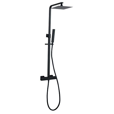 Wiesbaden regendouche Rombo Eco Twenty douche opbouwset met thermostaatkraan mat zwart