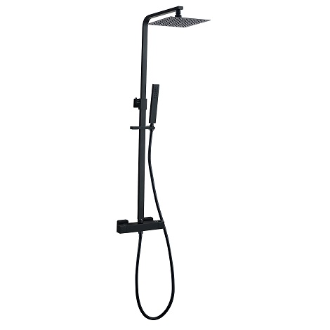 Wiesbaden regendouche Rombo Eco Twenty douche opbouwset met thermostaatkraan mat zwart