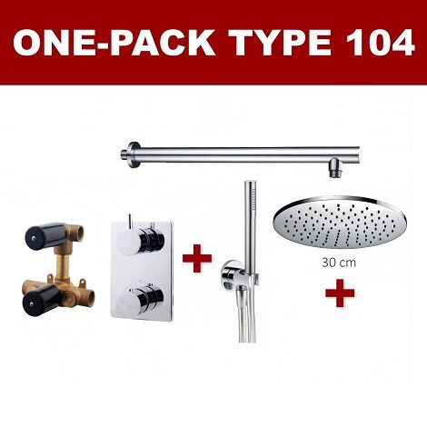 Wiesbaden thermostatische inbouw regendouche set met wandarm 30 cm rond type 104 chroom