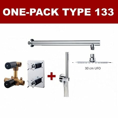 Wiesbaden thermostatische inbouw regendouche set met wandarm ufo 30 cm rond type 133 chroom