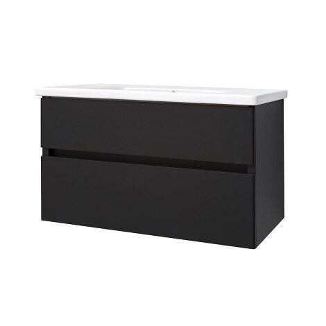 Best Design Quick Black Greeploos badkamermeubel onderkast met wastafel 100 cm mat zwart