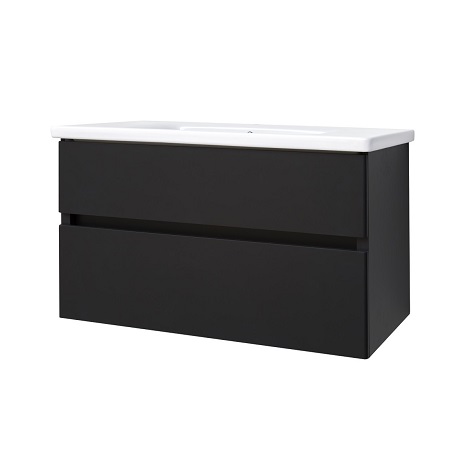 Best Design Quick Black Greeploos badkamermeubel onderkast met wastafel 100 cm mat zwart