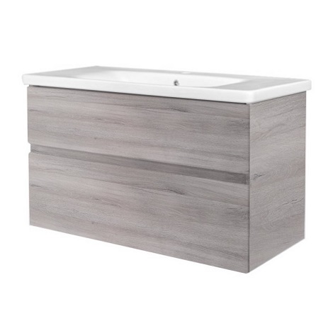 Best Design Quick Grey Greeploos badkamermeubel onderkast met wastafel 100 cm grijs eiken