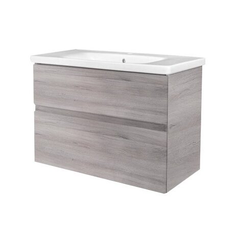 Best Design Quick Grey Greeploos badkamermeubel onderkast met wastafel 65 cm grijs eiken