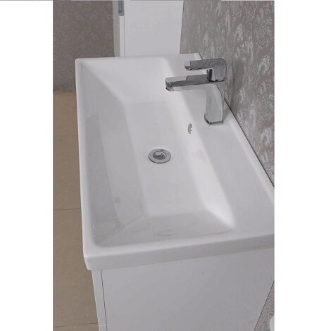 Wiesbaden badmeubel keramische wastafel met spiegel en zijkast wit 80 cm 2