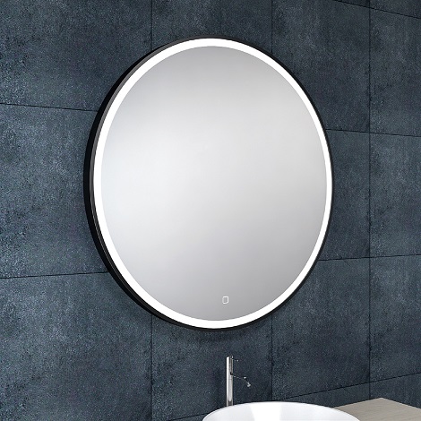 Wiesbaden maro ronde spiegel met LED verlichting 100 cm mat zwart