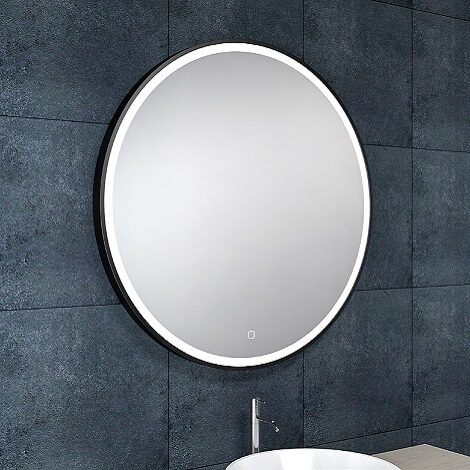 Wiesbaden maro ronde spiegel met LED verlichting 80 cm mat zwart