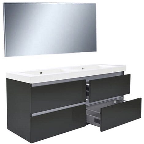 Wiesbaden vision meubelset inclusief spiegel 120 cm hoogglans grijs