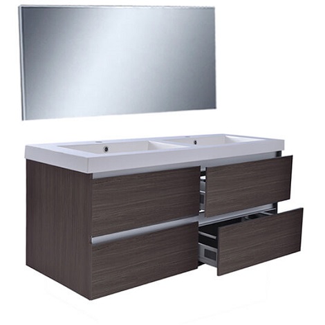 Wiesbaden vision meubelset inclusief spiegel 120 cm houtnerf grijs