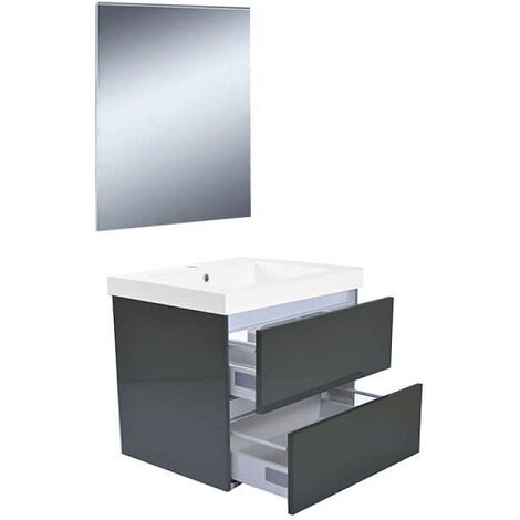 Wiesbaden vision meubelset inclusief spiegel 60 cm hoogglans grijs