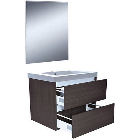 Wiesbaden vision meubelset inclusief spiegel 60 cm houtnerf grijs