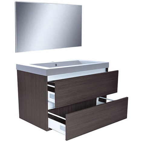 Wiesbaden vision meubelset inclusief spiegel 80 cm houtnerf grijs