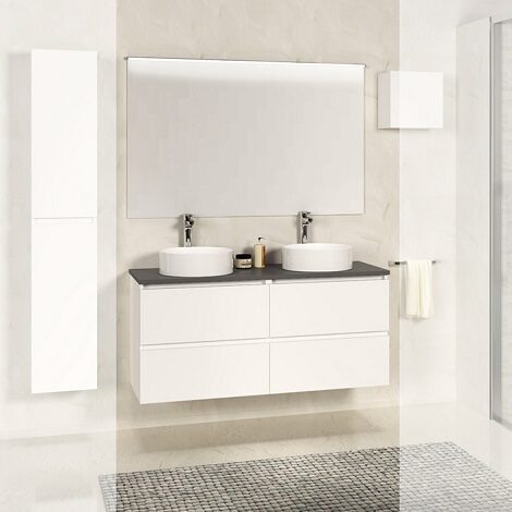 Xellanz badmeubel bologna 120 cm mat wit met grijs blad