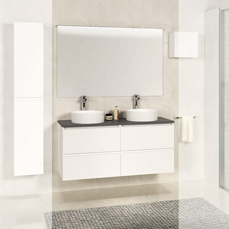 Xellanz badmeubel bologna 120 cm mat wit met grijs blad