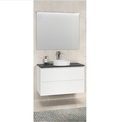 Xellanz badmeubel bologna 80 cm mat wit met grijs blad 1