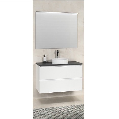 Xellanz badmeubel bologna 80 cm mat wit met grijs blad 1