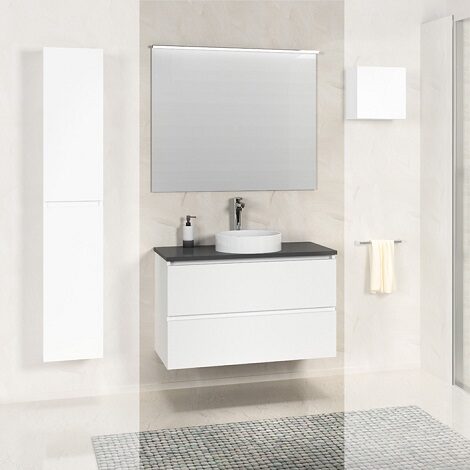 Xellanz badmeubel bologna 80 cm mat wit met grijs blad