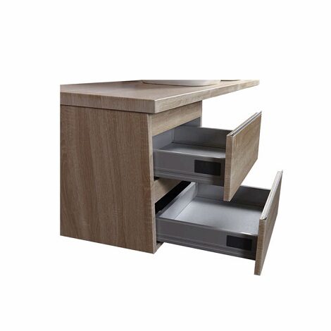 Xellanz badmeubel keramische wastafel met spiegel en zijkast eiken 80 cm 3