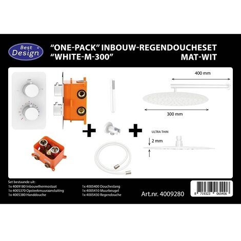 Best Design One Pack inbouw regendoucheset White M 300