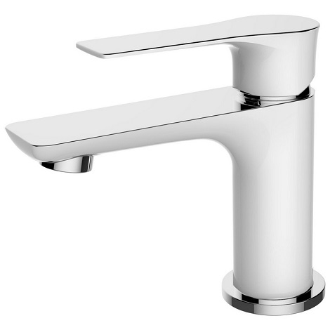 Wiesbaden Casma éénhendel wastafelmengkraan lange uitloop laag wit chroom