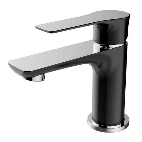 Wiesbaden Casma éénhendel wastafelmengkraan lange uitloop laag zwart chroom