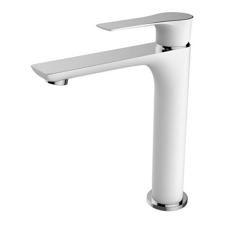 Wiesbaden Casma éénhendel wastafelmengkraan larga hoog wit chroom