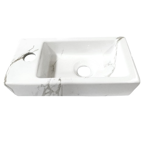 Wiesbaden Fonteinset One Pack Mini Rhea fontein 36x18x9 cm geborsteld messing Carrara rechts 5