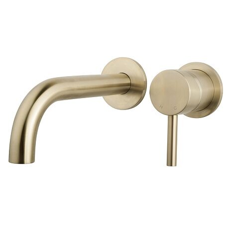 Wiesbaden Inbouw wastafelkraan Caral Twenty eenhendel wastafel afbouwdeel geborsteld messing