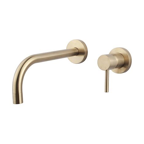 Wiesbaden Inbouw wastafelkraan Slim Twenty eenhendel wastafel afbouwdeel geborsteld messing