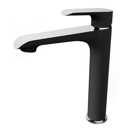 Wiesbaden Tarma éénhendel wastafelmengkraan hoog zwart chroom