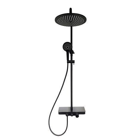 Wiesbaden opbouw doucheset Nuovo regendouche met handdouche en planchet mat zwart 1