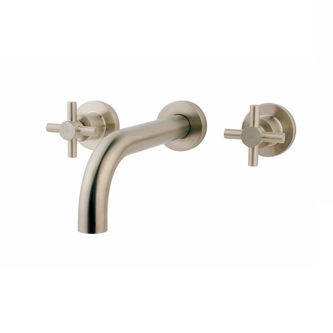 Wiesbaden wastafelkraan Cross 2-knops afbouwdeel geborsteld staal