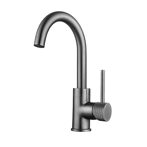 Wiesbaden wastafelmengkraan Ribbd opbouw met draaibare uitloop gunmetal