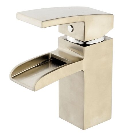 Wiesbaden waterval wastafelkraan Rombo RVS look met clickwaste geborsteld staal